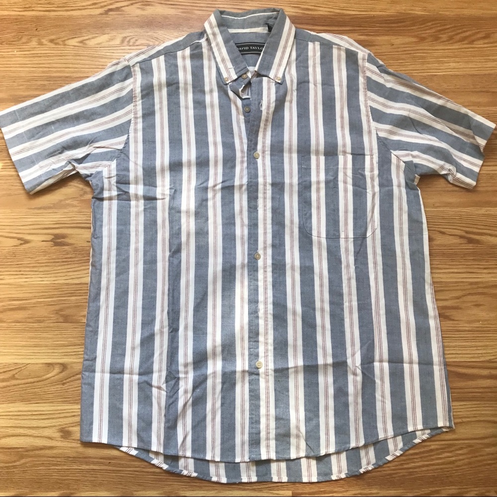 David Taylor Blue & Red Short Sleeve Shirt Large